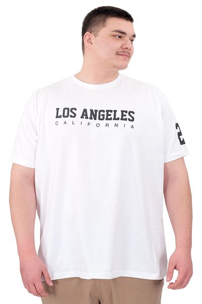 ModeXL Ανδρικό μπλουζάκι με στάμπα Mode XL Plus Size Los Angeles U25031 Λευκό
