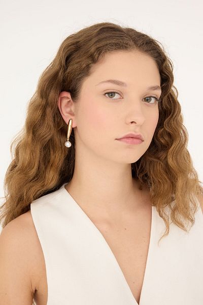 DeFacto Gold Pearl Women's Earrings - D6384Axns