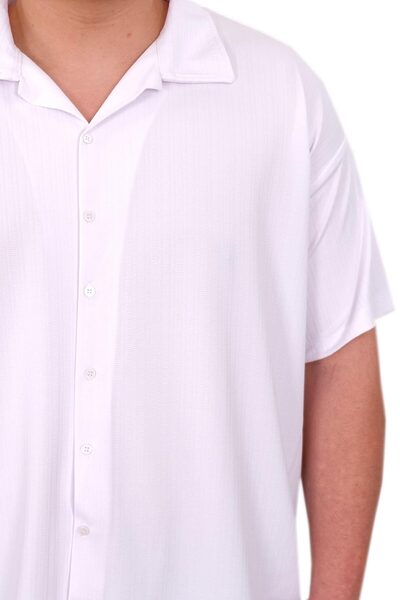 ModeXL Mode XL Plus Size Men's Shirt Apas Collar Stripe Pattern Jacquard U24382 White