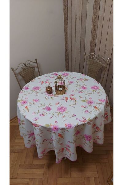 gonk Round, Country Patterned, Duck (Liquid Pusher, Stain Proof) Fabric, Tablecloth