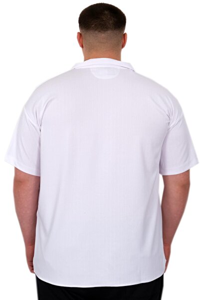 ModeXL Mode XL Plus Size Men's Shirt Apas Collar Stripe Pattern Jacquard U24382 White