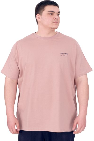 ModeXL Ανδρικό μπλουζάκι μεγάλου μεγέθους - Crew Neck FOREVER U25023 Ροζ