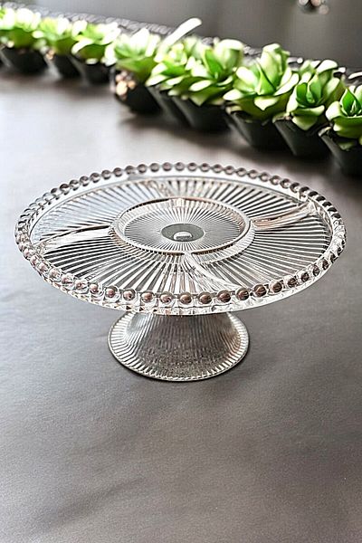 WuuQ 5-Section Platinum Presentation Stand with Glass Legs – Stylish and Functional Presentations -26 cm