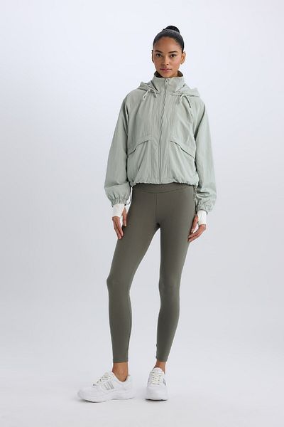 DeFacto Water Repellent Fabric Hooded Thin Raincoat with Zipper Pockets D5753Ax25Sp
