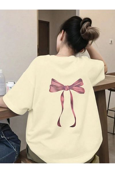 Touz Moda Μπλουζάκι με στάμπα πίσω φιόγκο Oversize