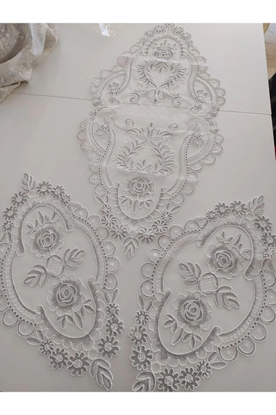 Çt Çeyizci Tekstil 3 Parça Salon Sehpa Takımı Gri