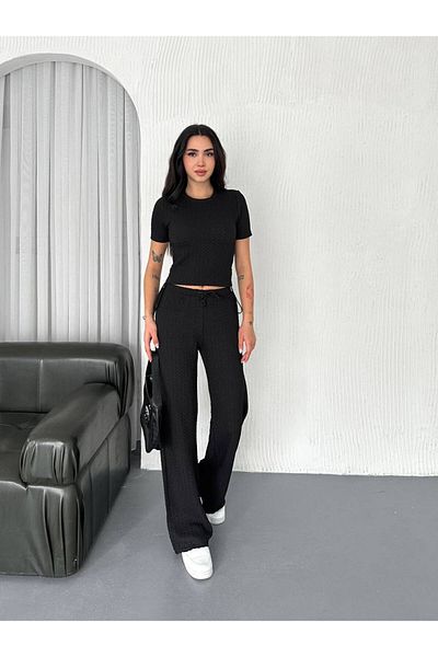 Noa Noa Embossed Patterned T-Shirt Pants Set