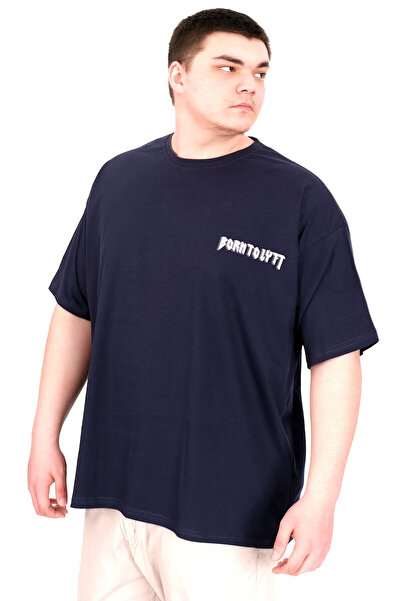 ModeXL Ανδρικό μπλουζάκι μεγάλου μεγέθους Mode XL, λαιμόκοψη BORN TOLYFT U25029 Navy