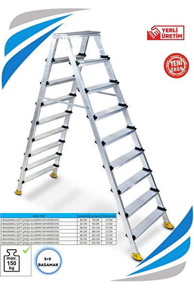 Genel Markalar SÖZBİR 9+9 GOLD ALÜMİNYUM ÇİFT ÇIKIŞLI MERDİVEN