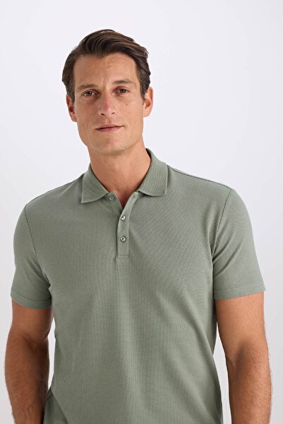 DeFacto Slim Fit Slim Fit Short Sleeve Cotton Modal Blended Basic Plain Polo T-Shirt M6609Az25Sp