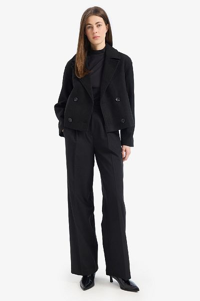 DeFacto Regular Fit Tuxedo Collar Buttoned Pocket Short Cashmere Coat D7379Ax25Sp