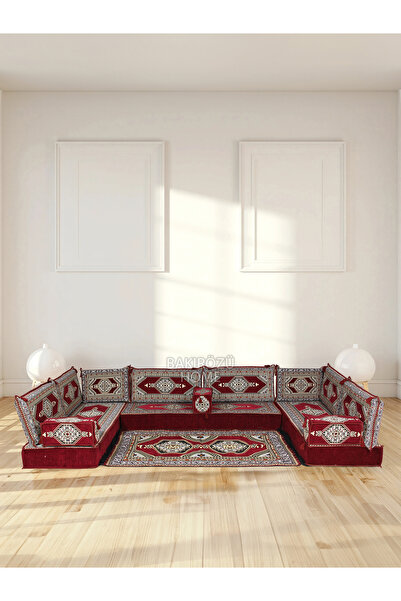 BAKIRÖZÜ HOME Şark Köşesi Takımı (20 CM MİNDER KALINLIĞI) Bordo Yahyalı Model...