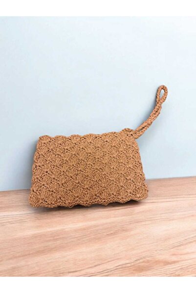 sjs ahşap Kağıt İp Clutch Çanta