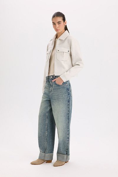 DeFacto Polo Neck Pocket Zip Short Coat - D5767Ax25Sp