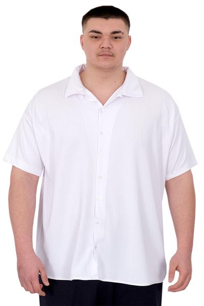ModeXL Mode XL Ανδρικό πουκάμισο μεγάλου μεγέθους Apas με μοτίβο ρίγες γιακά Jacquard U24382 Λευκό