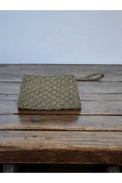 sjs ahşap Kağıt İp Clutch Çanta