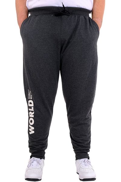 ModeXL XL Plus Size Ανδρικό Φούτερ Στενό Μπουτάκι Interlock WORD 24519 Antramelange
