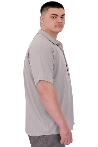 ModeXL Ανδρικό πουκάμισο Grey Mode XL με μοτίβο ρίγες πέτο Jacquard U24382