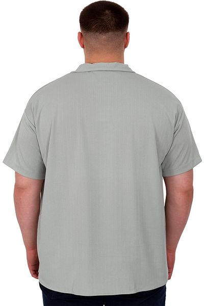 ModeXL Mode XL Ανδρικό πουκάμισο μεγάλου μεγέθους Apas με μοτίβο ρίγες γιακά Jacquard U24382 Çağla