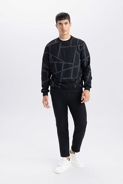 DeFacto Modernes, gemustertes Sweatshirt mit Rundhalsausschnitt A7824ax24au