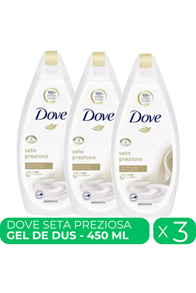 Dove Seta Preziosa, gel de dus hidratant, 3 buc x 450 ml
