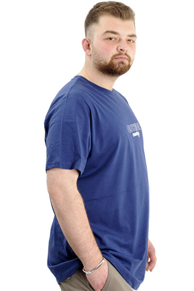 ModeXL Чоловіча футболка з велосипедним коміром, принт Mode XL, розмір U24041, індиго