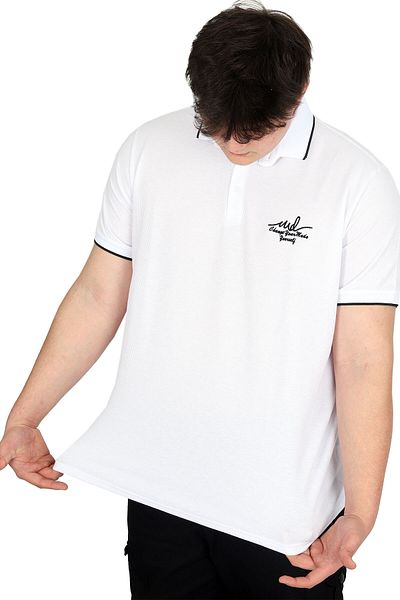 ModeXL Ανδρικό μπλουζάκι με λαιμόκοψη πόλο Mode XL Plus Size Waffle MD U24299 Λευκό