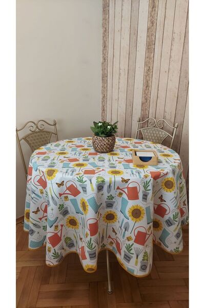 gonk Round,Duck (Liquid Iti̇ci̇,Stain-Proof) Fabric,Tablecloth