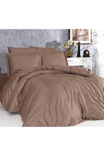 Gasel Home 120X200 for Beds (1.5 Person) Soft Satin Striped Duvet Cover Set