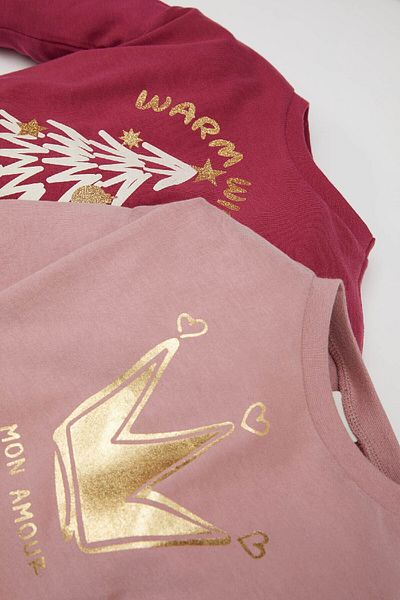 DeFacto Zweiteiliges Langarm-T-Shirt mit Rundhalsausschnitt und Neujahrsmotiv für Babys D6684a524wn