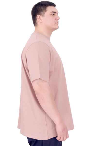 ModeXL Ανδρικό μπλουζάκι μεγάλου μεγέθους - Crew Neck FOREVER U25023 Ροζ