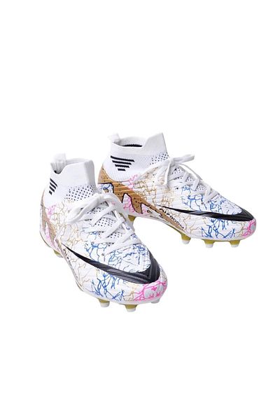 CihanShoes Guaranteed Original Ankle Sock Cleats Carpet Field 31-32-33-34-35 Number White Color