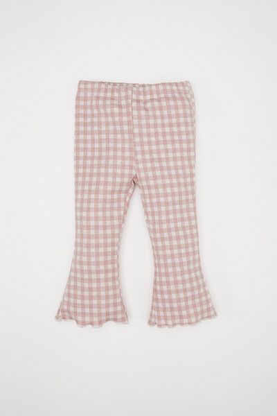 DeFacto Baby Girl Suit Long Sleeve Elastic Waist Checkered Bottom