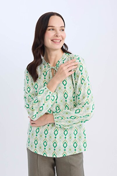 DeFacto Μακρυμάνικη μπλούζα με κανονική εφαρμογή με λαιμόκοψη N1809AZ25SP