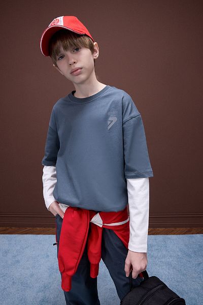 DeFacto Boy Oversize Wide Fit Crew Neck Printed Long Sleeve T-Shirt D8488A825Sp
