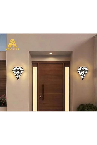 ACCEPT 20W Outdoor Wall Lamp with Distinctive Diamond Design, White Light Color