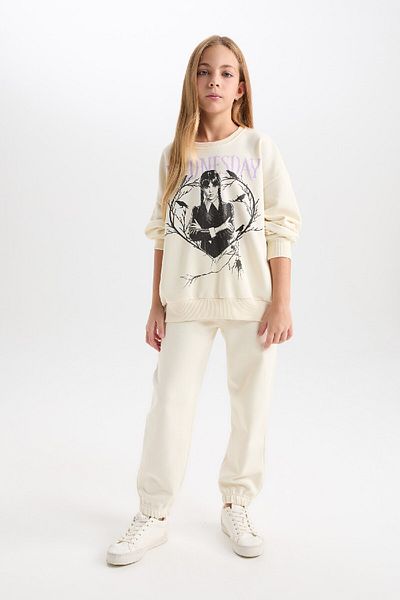 DeFacto Wednesday Oversize Sweatshirt for Girls - Crew Neck D6064A824Wn