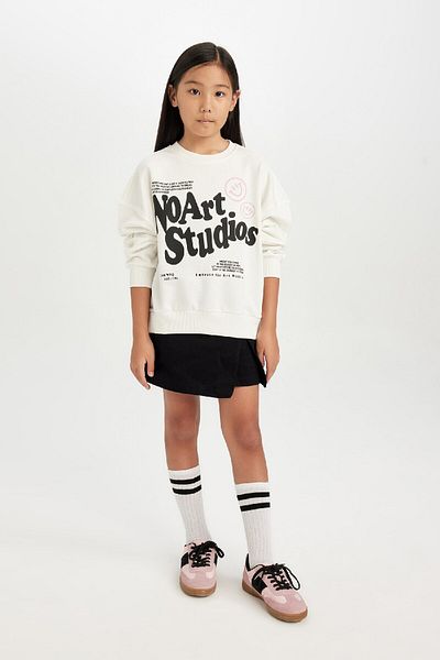 DeFacto Girl's Oversize Fit Crew Neck Sweatshirt D6491A8Ns
