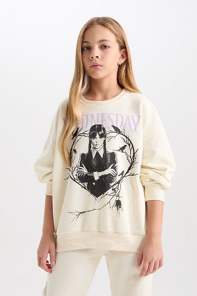 DeFacto Wednesday Oversize Sweatshirt for Girls - Crew Neck D6064A824Wn