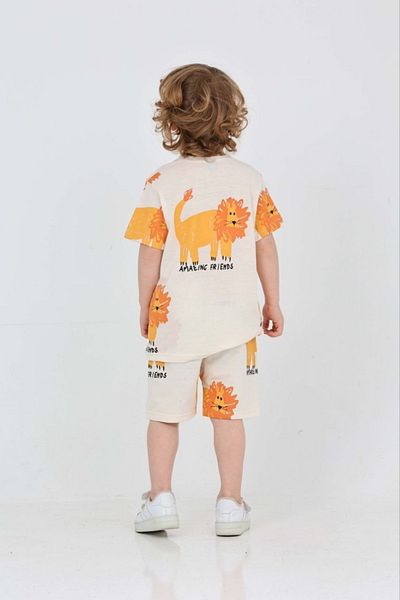MİLANO KİDS Summer Lion Print Bottom Top Shorts Set