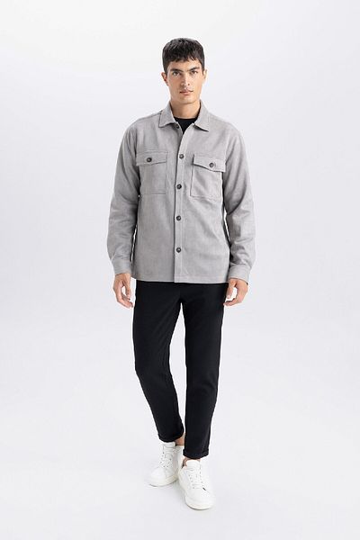 DeFacto Μπουφάν πουκάμισο με κανονική εφαρμογή Polo Neck Suede D3379AX25SP