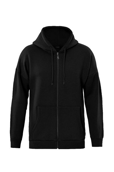 SOFTWAY Unisex Oversize Zippered Hooded Sweatshirt – Black