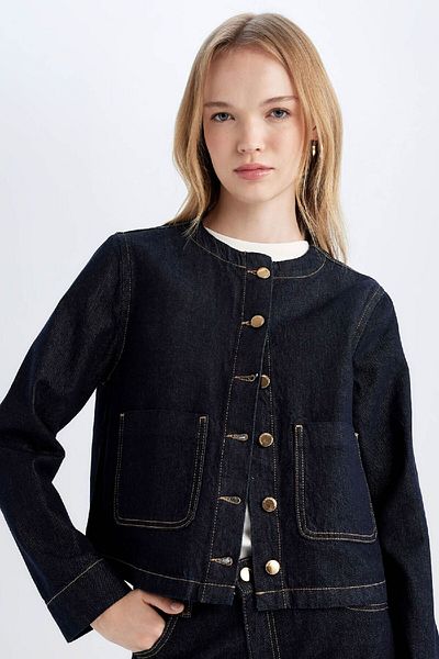 DeFacto Kapesní džínová bunda Crop Button 3188727