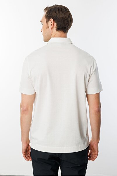 Desen Triko Ανδρικό μπλουζάκι με γιακά πόλο Mercerized Λευκό