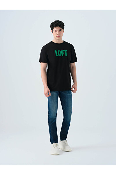 Loft Ανδρικό μπλουζάκι Regular Fit Μαύρο-Πράσινο LF2038459