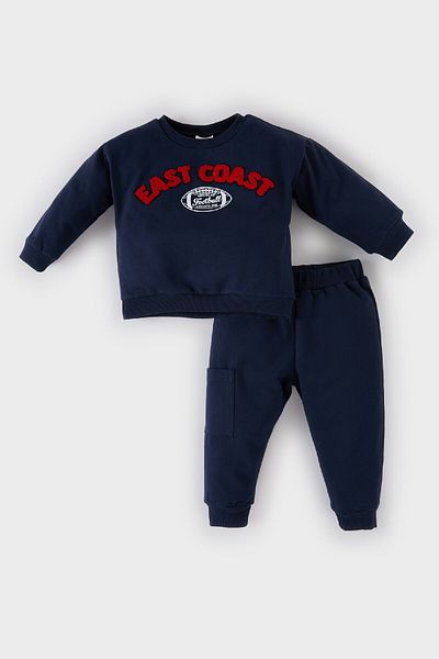 DeFacto 2-teiliges Set für Babys – bedrucktes Sweatshirt mit Rundhalsausschnitt und Jogginghose mit elastischem Bund D7655a524wn