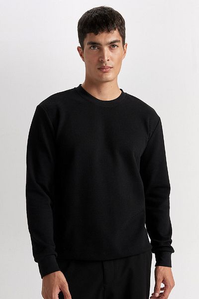 DeFacto Φούτερ με κανονική εφαρμογή Crew Neck Jacquard D5394ax24au