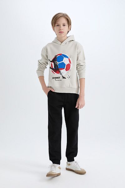 DeFacto 2-Piece Set for Boy - Thick Hooded Printed Sweatshirt and Elastic Sweatpants D6870A824Cw