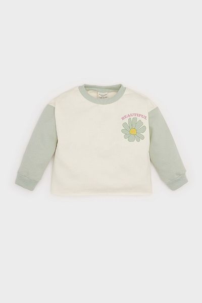 DeFacto Baby Girl Crew Neck Floral Inside Soft Feather Sweatshirt D7185A524Wn