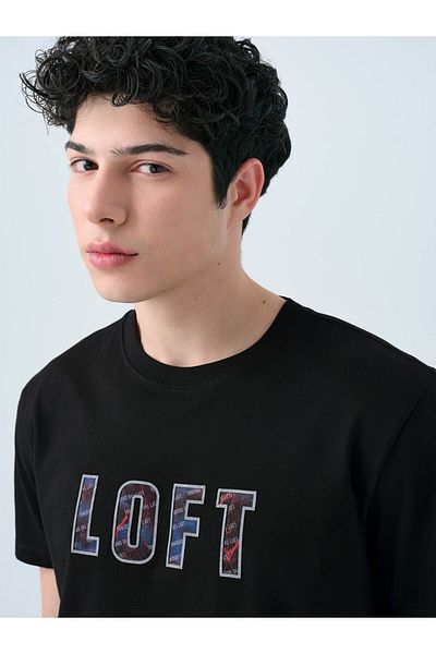 Loft Ανδρικό μπλουζάκι Regular Fit Μαύρο Lf2039006